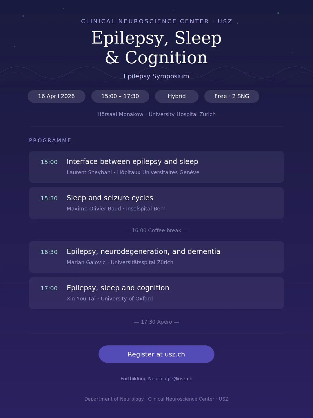 Zurich epilepsy symposium: sleep, epilepsy and neurodegeneration